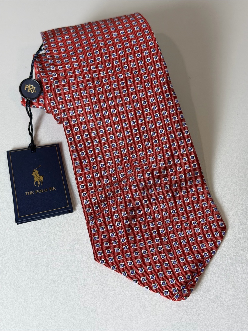 NWT Polo Ralph Lauren Hand Made in Italy Red Geometric Silk Tie Lux Designer